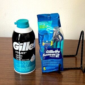 NWT Gillette Sensor Plus 2 Disposable razors & Sensitive Skin Shave cream